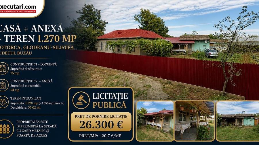 Casă individuală cu 3 camere cu Teren 1350 Mp în Cotorca