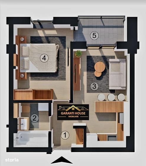 Apartament cu 2 camere în Republicii