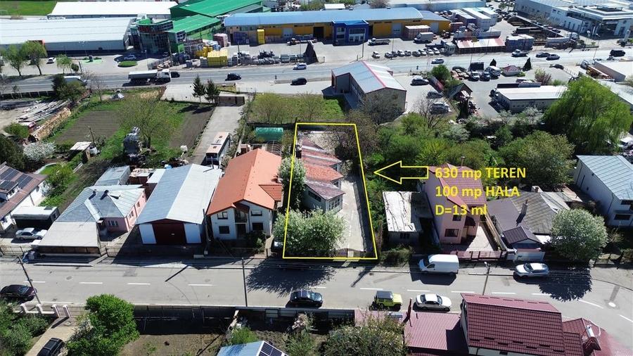 Hala 100 mp, teren 630 mp, D= 13 ml, zona E 85-oras - 2