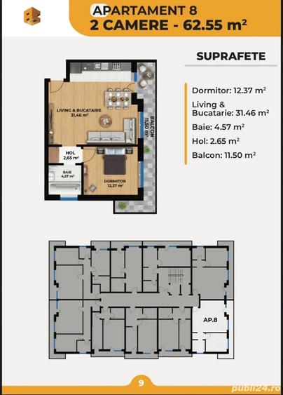 Apartament 2 camere 63mp cu 2 locuri de parcare, 3 & 4 camere bloc NOU - 3