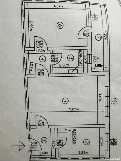 Ap 2 cam,zona centrala,50mp,etaj1,balcon,centrala,termopane,termoizolat - 1