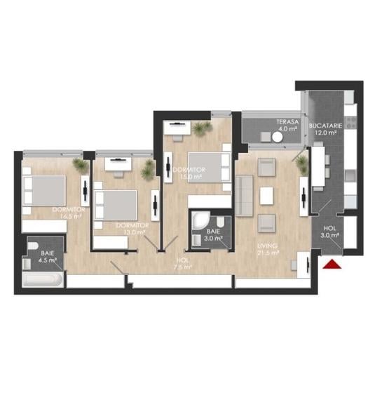 Sector 1 Apartament 4 camere, 100 mp S.utila -Mall Colosseum - 3