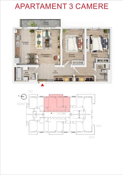 Apartament 3 Camere, Bartolomeu, Predare Decembrie 2025 - 1