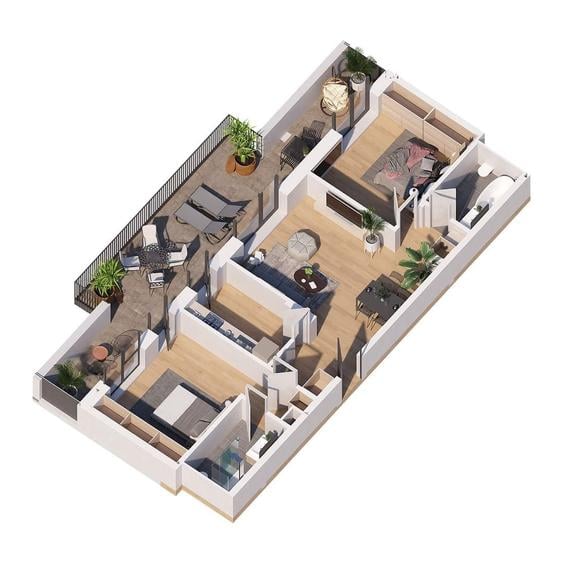 Apartament cu 3 camere si 41mp terasa - 1