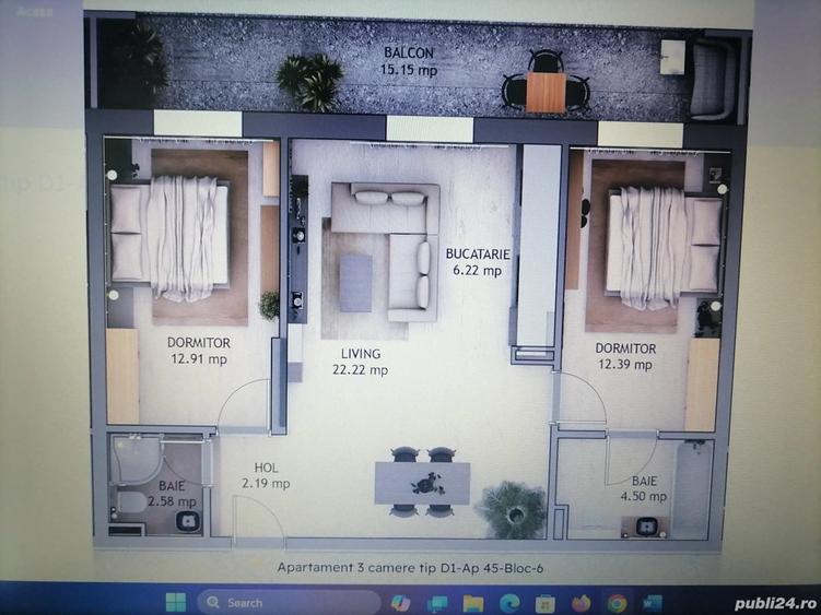 Apartament 3 camere, 64 mp utili balcon 15 mp D-na Stanca ?elimbar - 2