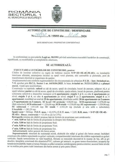 Proiect rezidential cu AC 29 apartamente 4.330 mp 35 parcari S - 4