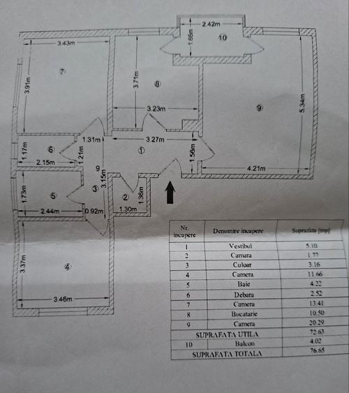 Apartament 3 camere , etaj 2 , pret 68000 euro - 4