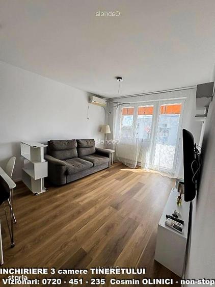 Apartament cu 3 camere decomandat, mobilat în Tineretului