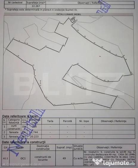 Teren 22.267 mp (intravilan + extravilan) cu construc?ie, T - 5