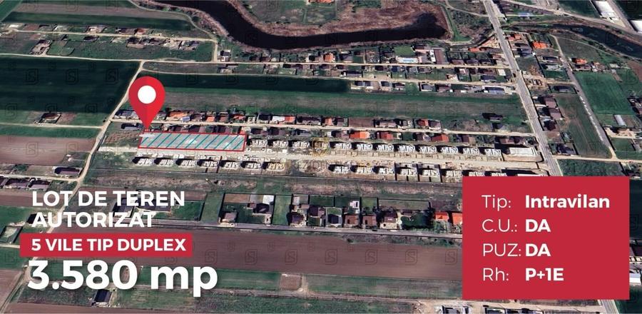 Teren 3580 mp cu autorizatie de constructie , 10 vile , Mamina Berceni - 1