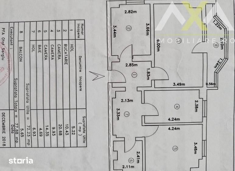 Apartament cu 3 camere decomandat în Nicolina