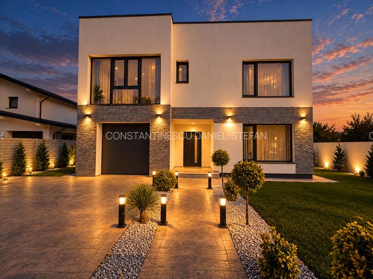 Casă modernă 5 camere | 4 băi | Garaj | Teren 500 mp