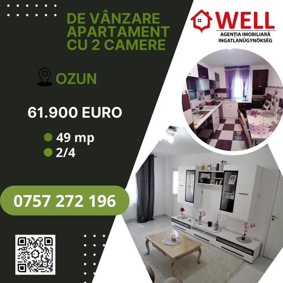 De vânzare apartament cu 2 camere în localitatea Ozun . - 10