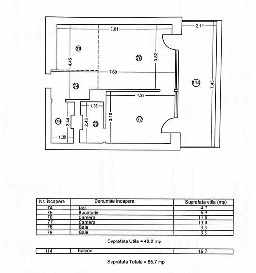 Apartament cu 2 camere semidecomandat în Central