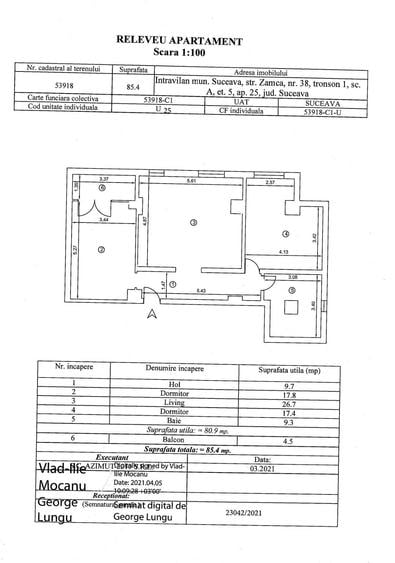Apartament cu 3 camere decomandat în Central