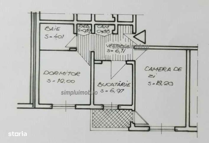 Decomandat Centrala Proprie 2 Camere Dristor Bloc 1984 - 1