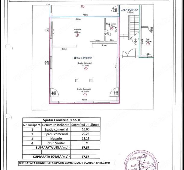 Spațiu comercial, de 68 mp, în Central