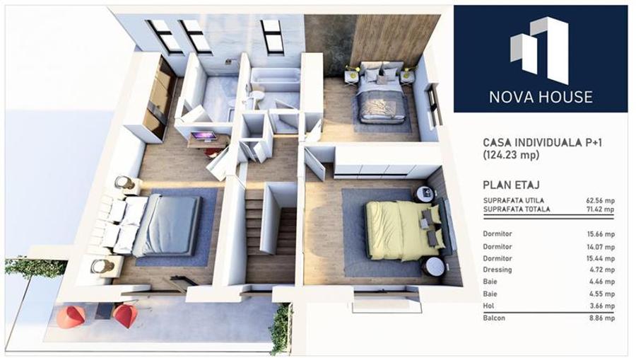 Descopera eleganta unui nou inceput: Casa la cheie in Nova Residence Sanpetru, B - 14