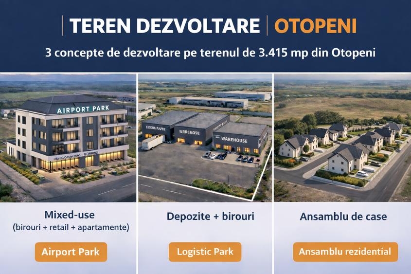 Teren 3.415 mp pentru dezvoltare mixtă, Depozite, Birouri, Rezidențial, Otopeni - 1