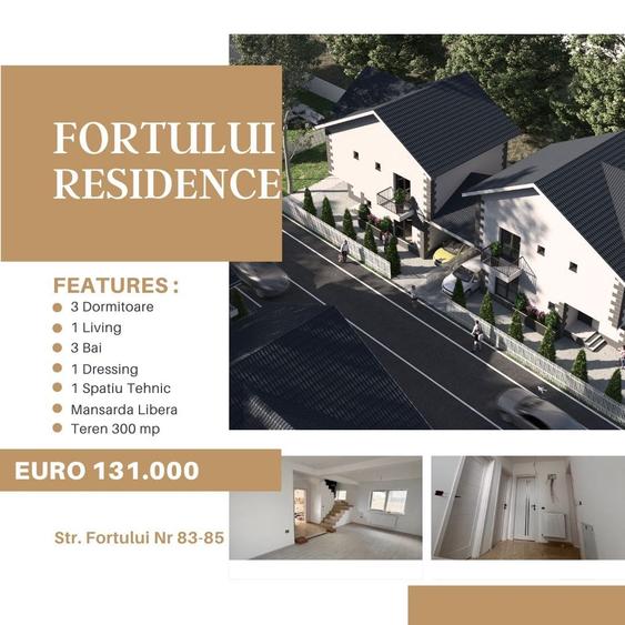 Direct Dezvoltator Fortului Residence 44 Vile P+1+M Teren 300mp TVA inclus 9% - 2