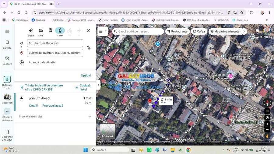 Apartament cu 2 camere decomandat, mobilat în Uverturii