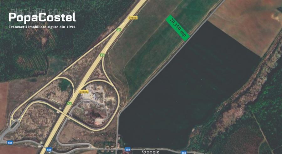 Snagov langa A3 teren intravilan 20.150 mp - 160.000 mp, curent si astfalt - 1