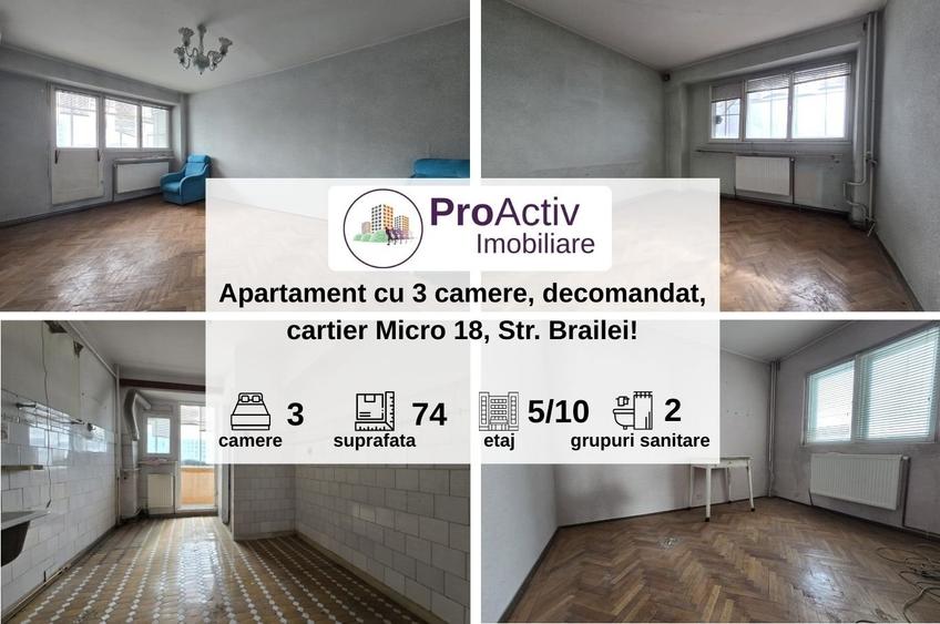 Apartament 3 camere, Str. Brăilei, Etaj 5/10, suprafata 74 mp. - 1