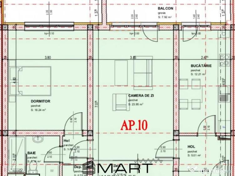 Apartament 3 camere bloc nou zona O. Goga, Selimbar, 80mp - 3