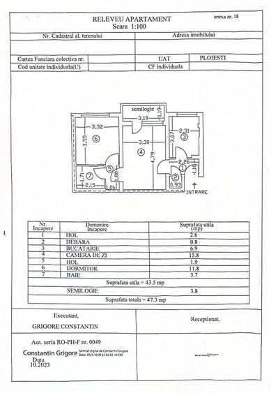 Apartament 2 camere, cf 1 semidec, etaj 4/4, Democratiei - 12