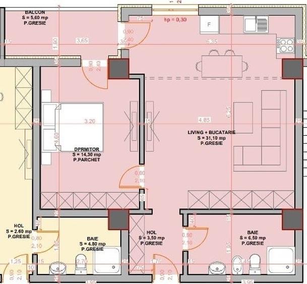 Apartament 2 camere – Complex Flamingo | Etaj 1 - 7