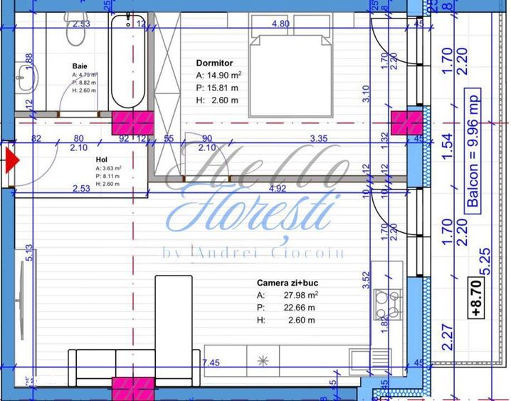 Apartament cu 2 camere, terasa in Floresti zona Terra - 1