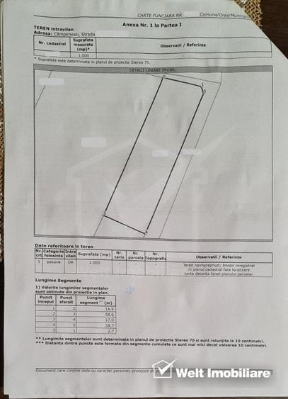 Teren 1000 mp, Campenesti, panorama frumoasa, expunere S, utilitati - 2