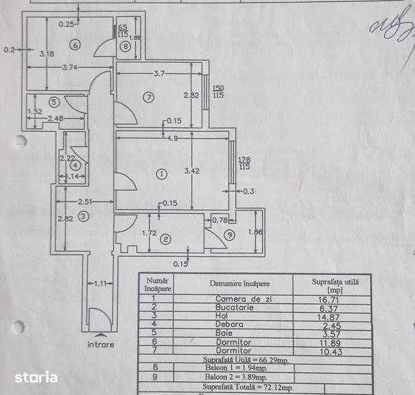 Apartament cu 3 camere decomandat în Central