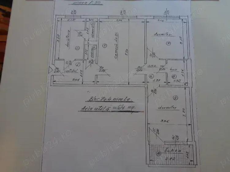 Vind sau schimb apartament 3 camere semidecomandat ,parter, bloc P+4 cu apart.2 camere in sect.3 - 1