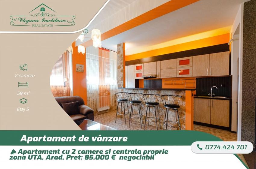 Apartament cu 2 camera și centrală proprie, zona Uta, Arad - 1