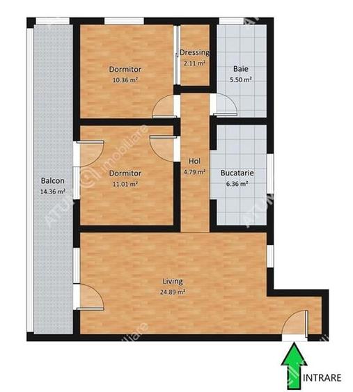Apartament cu 3 camere 2 parcari si balcon in zona Selimbar din Sibiu - 6