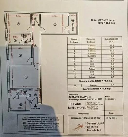 Apartament cu 4 camere semidecomandat în Precista