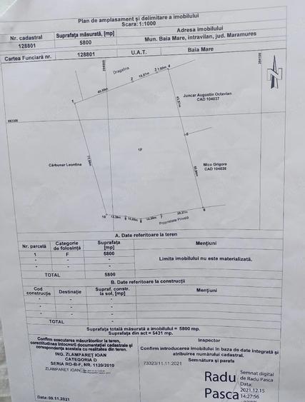 Teren de 1800 mp, în Vasile Alecsandri