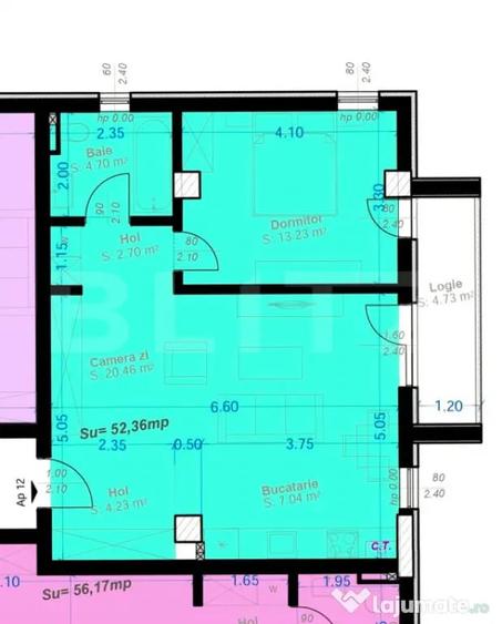 Apartament cu 2 camere semidecomandat în Aradului