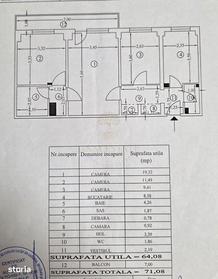 Apartament cu 3 camere semidecomandat în Tudor Vladimirescu