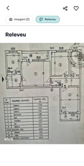 Apartament cu 3 camere semidecomandat în Baba Novac