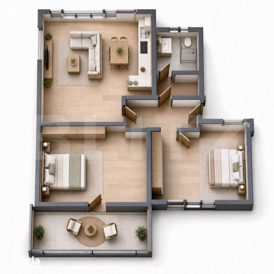 Apartament cu 3 camere decomandat în Central