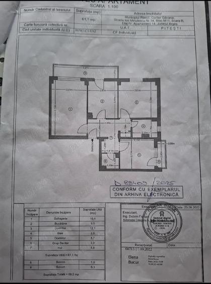 Apartament cu 3 camere decomandat în Găvana