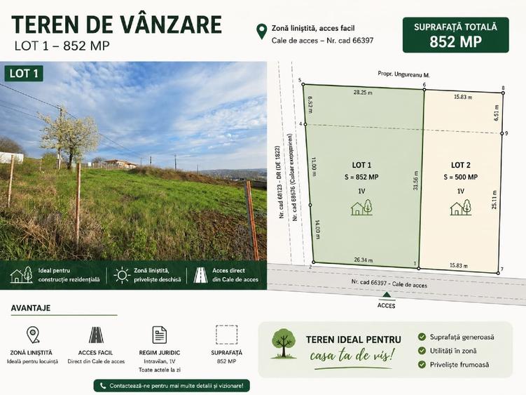 Teren Construcții intravilan de 852 mp, în Șorogari
