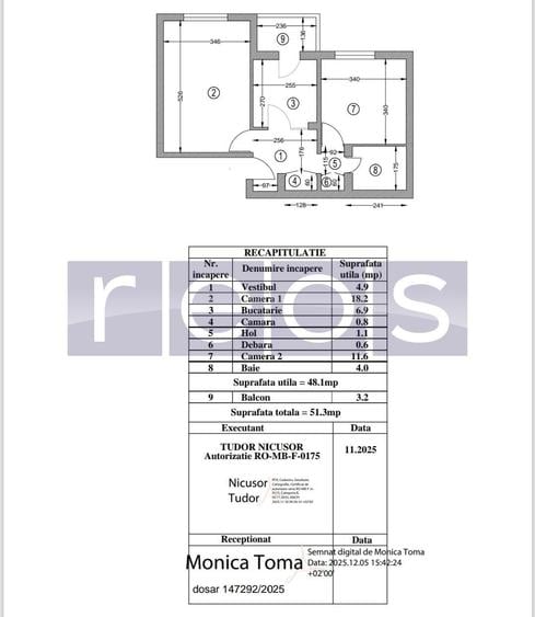 Apartament cu 2 camere decomandat în Băneasa