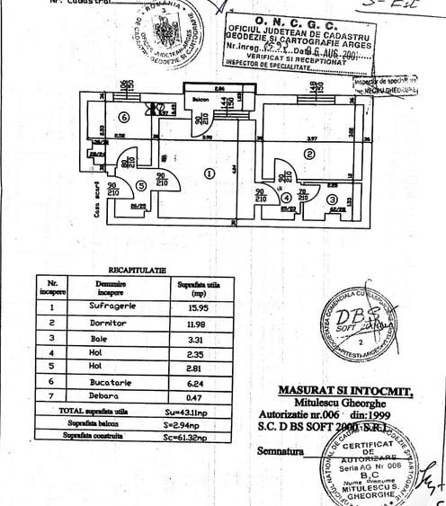 Apartament cu 2 camere semidecomandat în Eremia