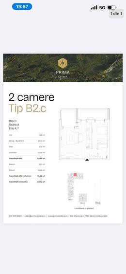 Apartament 2 camere etaj 7 Prima Astera Ghencea