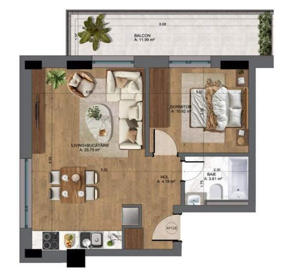 Apartament cu 2 camere semidecomandat în Unirii
