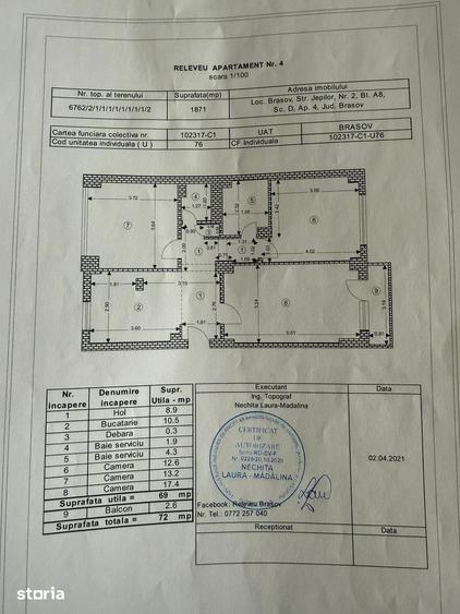 Apartament cu 3 camere decomandat în Valea Cetății