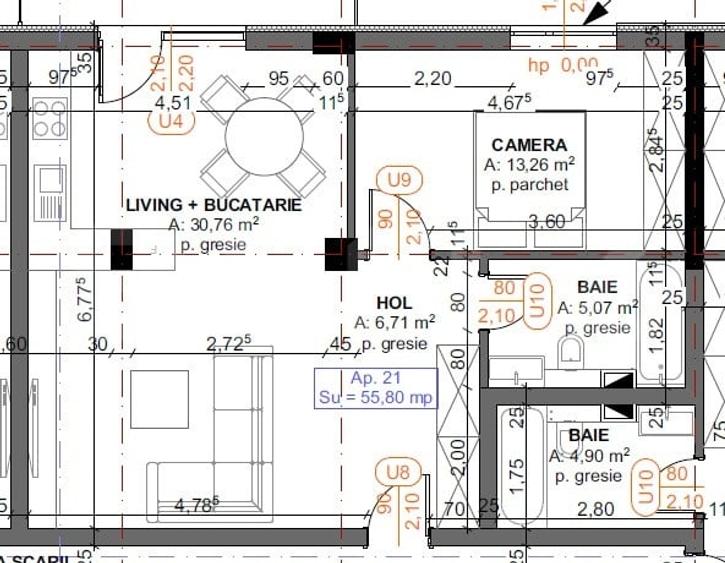Apartament cu 2 camere semidecomandat în Iris